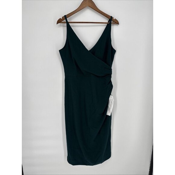 Dress The Population Women’s Size Large Green Anita Crepe Cocktail Midi Dress - Picture 4 of 11